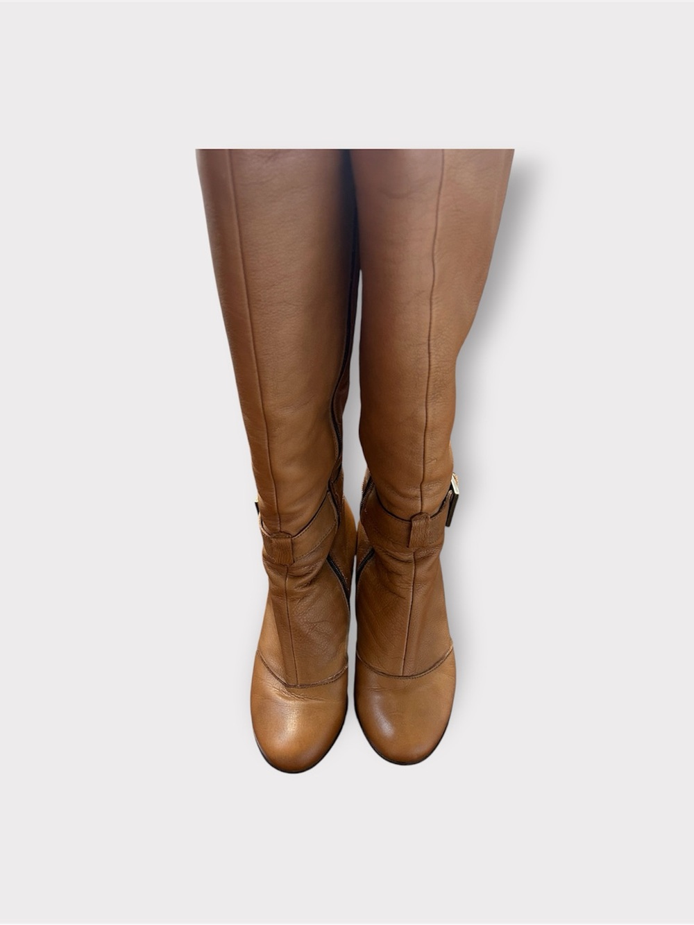 Leather Classic Tall Women's Boots in Cognac Brown